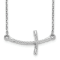 Rhodium Over 14K White Gold Large Sideways Curved Twist Cross Necklace