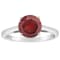 8mm Round Garnet Rhodium Over Sterling Silver Ring
