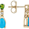 Turquoise Pear, Chrome Diopside And White Zircon Earrings In 18K Gold
Over Sterling Silver 0.29ctw