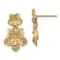 14k Yellow Gold Textured Double Plumeria Flower Dangle Earrings