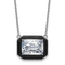 Rhodium Over Sterling Silver Polished Black Enamel and Cubic Zirconia Necklace