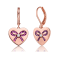 Chic Children's 18K Rose Gold Plated over Brass Ribbon Crafted on Heart
Drop Earrings