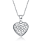 CZ Encrusted Heart Pendant Necklace In Sterling Silver