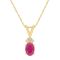 7x5mm Oval Ruby with Diamond Accents 14k Yellow Gold Pendant With Chain