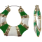 Gold Tone Green and White Enamel Earring