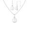 7½-10mm Button White Freshwater Pearl and CZ Rhodium Over Sterling
Earring and Pendant W/Chain Set