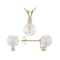 Akoya Pearl And CZ Pendant And Earring Set In 14K Gold
