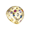 Multi-Color CZ Dome Ring In 14K Gold Over Brass