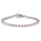 Pink And White Cubic Zirconia Rhodium Over Sterling Silver Heart Tennis
Bracelet 14.39ctw