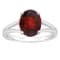 10x8mm Oval Garnet Rhodium Over Sterling Silver Ring