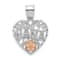 14k Two-tone Gold Textured Flower Nana Heart Pendant