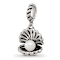 Sterling Silver Shell with Imitation Pearl Dangle Bead