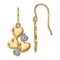 14k Yellow Gold and Rhodium Over 14k Yellow Gold Polished Hearts Dangle Earrings