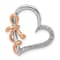 14k White Gold and 14k Rose Gold Diamond Polished Heart with Bow Chain Slide