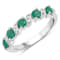 Green Emerald and White Topaz Sterling Silver 5 Stone Band Ring