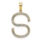 14K Yellow Gold Diamond Letter S Initial Pendant