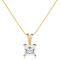 White Cubic Zirconia 14k Yellow Gold Pendant With Chain 1.00ctw