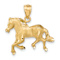 14k Yellow Gold Satin and Diamond-Cut Horse Pendant