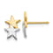 14k Yellow Gold and Rhodium Over 14k Yellow Gold Polished Star Stud Earrings