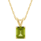 8x6mm Emerald Cut Peridot 14k Yellow Gold Pendant With Chain