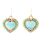 Barse Jewelry Legacy Heart Lime Green and Blue Turquoise Golden Drop Earrings