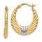 14k Yellow Gold and Rhodium Over 14k Yellow Gold 13/16" Polished
and Textured Hoop Earrings