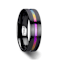 AZURE Flat Black Ceramic Ring Brushed with Rainbow Groove 6mm