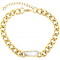 Cuban Link And Mother-Of-Pearl Station Bracelet In Gold-Tone 7mm
