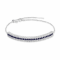 Sapphire and White Topaz Sterling Silver 3-Row Bolo Bracelet