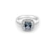 7mm Cushion Aquamarine and White CZ Rhodium Over Sterling Silver Ring, 1.54ctw