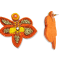 Orange Seed Beads With Clear Crystal Butterfly Earring