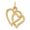 14k Yellow Gold Polished and Textured Double Heart Pendant