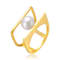 Pear Shape Freshwater Pearl Stacked Double Band Ring In 14K Gold Over
Sterling Silver