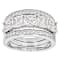 CZ Princess Cut and Eternity Band Ring Set in Rhodium Over Sterling Silver