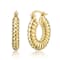 Ribbed Tubular Hoop Earrings In 14K Gold Over Brass