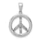 Rhodium Over 14k White Gold Diamond Peace Sign Pendant