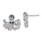 Rhodium Over Sterling Silver Polished Crystal Octopus Post Earrings