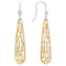 Golden Mother-Of-Pearl And CZ Dangle Earrings In Sterling Silver