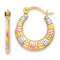 14k Yellow Gold and Rhodium Over 14k Yellow Gold Textured 5/8" Hoop Earrings