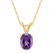 8x6mm Oval Amethyst 14k Yellow Gold Pendant With Chain