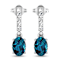 1.40ctw 14K White Gold London Blue Topaz  and White Diamond Halo Earrings