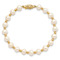 10k Yellow Gold 6-7mm White Near Round Freshwater Cultured Pearl Bead Bracelet