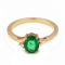 1.09 Ctw Emerald With 0.06 Ctw White Diamond Ring in 14K YG