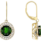Chrome Diopside Round And White Zircon Dangle Earrings In Solid 14K
Yellow Gold 4.19ctw