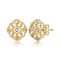 Two-Tone CZ Stud Earrings In 14K Gold Over Brass And Rhodium Over Brass
