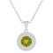 7mm Round Peridot And White Topaz Accent Rhodium Over Sterling Silver
Double Halo Pendant w/Chain