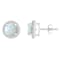 6mm Round Created Opal And Created White Sapphire 10k White Gold Halo
Stud Earrings