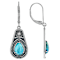 Turquoise Oxidized Sterling Silver Solitaire Earrings 8x6mm