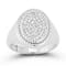 Rachel Zoe Pave CZ Oval Signet Ring in Rhodium Over Sterling Silver