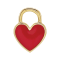 14K Yellow Gold Red Enamel Heart Pendant